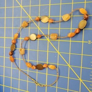 Brown Beaded & Silver Tone 28" Necklace